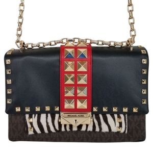 Michael Kors Cece Medium Logo Mixed Media Convertible Shoulder Bag